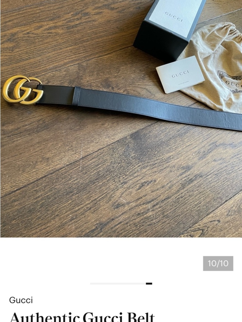 Gucci Black Leather Belt with Gold Double G Buckle - Picture 4 of 7